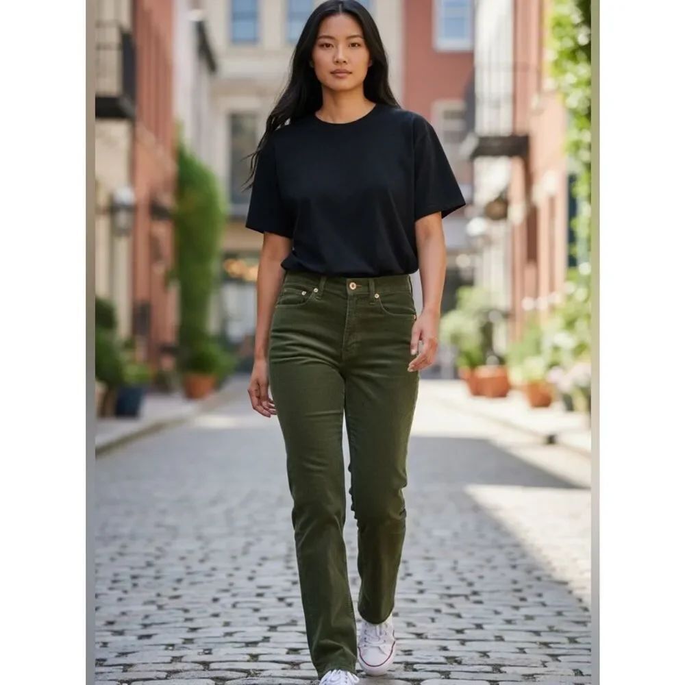 $298 Re/Done 70s High rise skinny boot corduroy pants new size 25